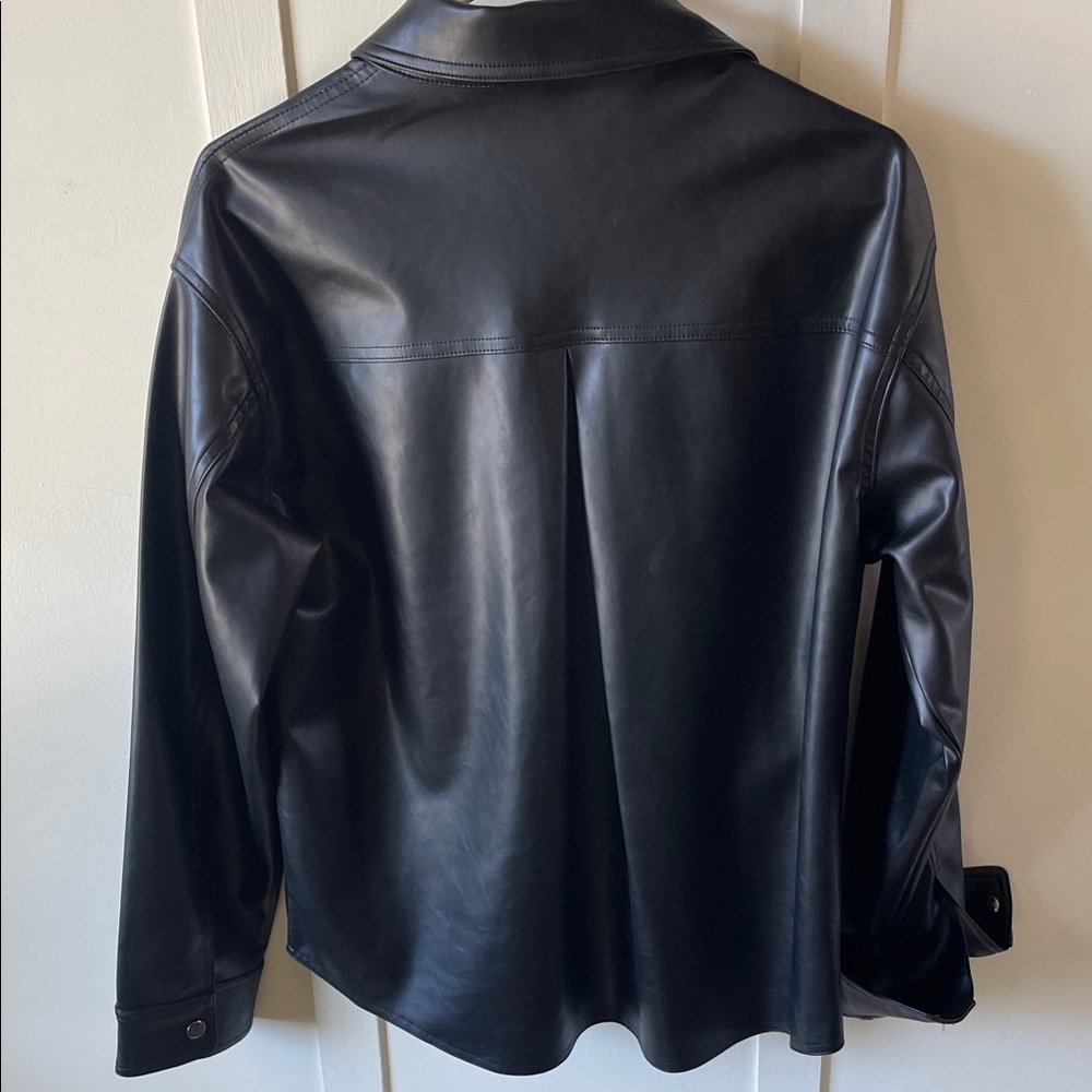Black faux Leather Women's Jacket top - Picture 5 of 5